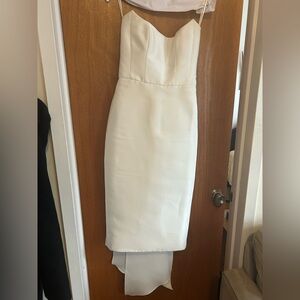 Amsale Big Bow Strapless Cream Bridal Mini Dress